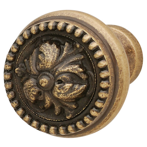 Knob, Artisan 19 mm 37 mm 48 mm Zinc alloy, antique, Brass colored, Height: 37 mm, Knob diameter: 48 mm Brass colored, antique