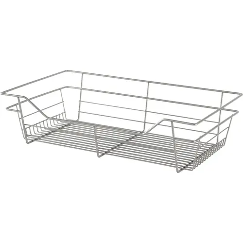 Wire Closet Basket, with Full Extension Slides 14" 6" 23" Matt nickel, 14" x 23" x 6", with nickel-plated 14" slides Matt nickel (powder-coated)