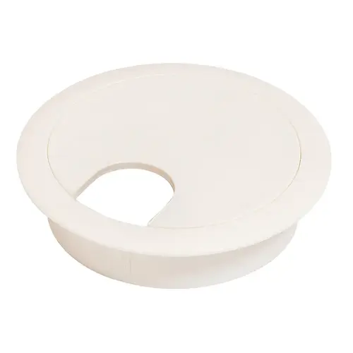 Hafele 631.26.412 Cable Grommet, Two-Piece, Round, diameter 2 1/2" With 90 degree Rotating Top, Ivory Ivory colored