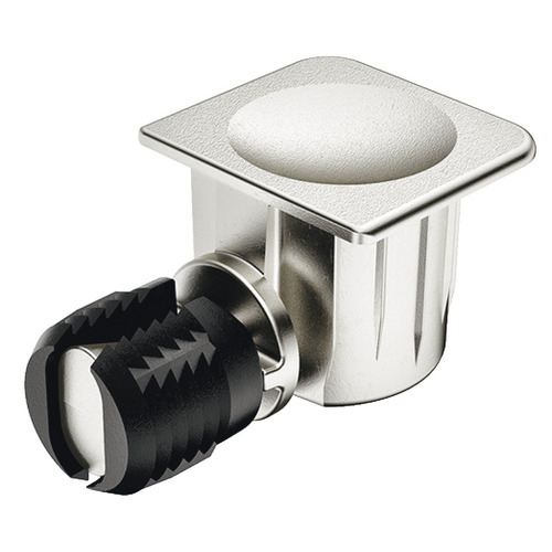 Cabinet connector, Hafele Ixconnect Tab 15 T For tool-less installation of shelves, For wood thicknesses: From 18 mm and above, nickel plated Nickel plated