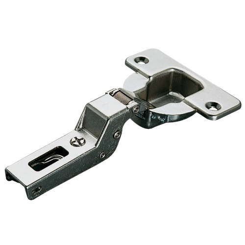 Concealed Thick Door Hinge, Salice, 94 degree Opening Angle, Half Overlay cup fixing: For screw fixing, Self closing, model CFA7G99, nickel-plated Nickel plated