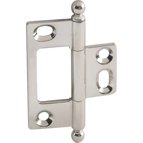 Decorative Butt Hinge, Non-Mortise, Ball Finial ELITE Solid Brass Hinge, Polished nickel polished, Nickel plated