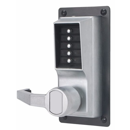 Right Hand Mechanical Pushbutton Exit Trim Lever Lock, Combination Only Satin Chrome Finish