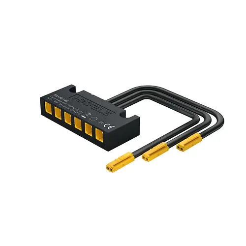 Adapter, Hafele Loox5, RGB, Hafele Loox5, for Hafele Connect Mesh 6-way distributor for Hafele Connect Mesh 6-way distributor, 60 W, Voltage 12 V, max. connected wattage 60 W Black