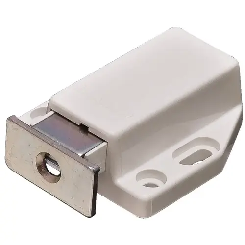 Magnetic Pressure Push Latch, 1.4 kg Pull White White, Strike: Yellow galvanized