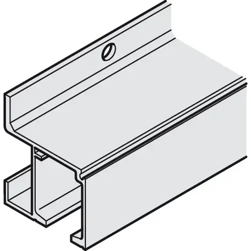 Single running track, Pre-drilled, W x H: 47.5 x 47 mm 6 ft 6 3/4" For Slido D-Line11, Aluminum, silver colored anodized, length: 2,000 mm (6 ft 6 3/4") Silver colored, anodized