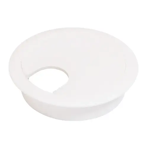 Cable Grommet, Two-Piece, Round, diameter 2 1/2" With 90 degree Rotating Top, White White