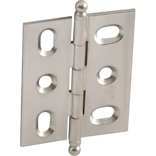 Decorative Butt Hinge, Mortise, Ball Finial ELITE Solid Brass Hinge, Brushed nickel brushed, Nickel plated