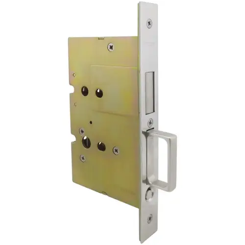 Sliding/Pocket Door Lock, With Edge Pull for Inactive Door For wood doors, Satin nickel plated Satin nickel plated (US15)