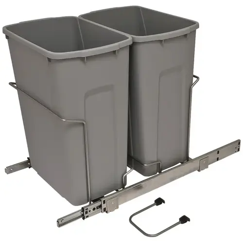 Waste Bin Pull-Out, KV Bottom Mount, Double, Ball Bearing Slide with Overtravel and Soft-Close 22" 18 13/16" SCB15-2-35WH 14 3/8" White, 2 x 35 qt. Steel Bins: Plastic, White