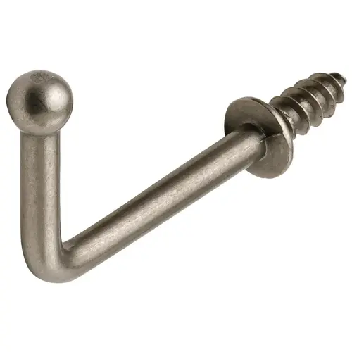 Ball Point Hook, Fits into 4 mm Holes 1 1/2" Matt nickel; 1 1/2" projection Matt nickel