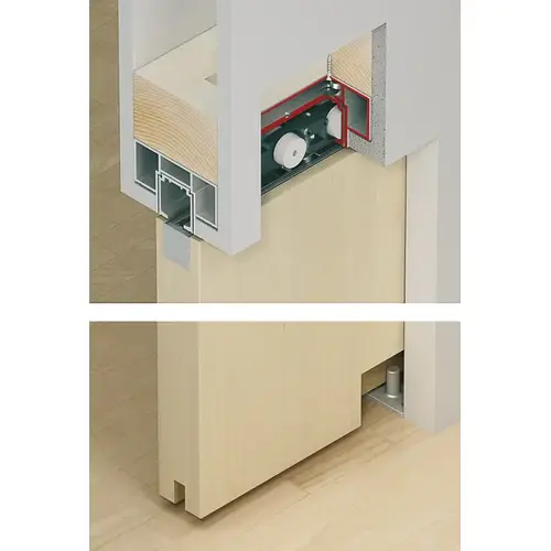 Track set, for Slido D-Line11 pocket door solution 1980 mm 2,000 mm for wooden and glass doors, for Hafele Slido D-Line11 50I / 80I / 120I and 50J / 80J / 120J sliding door fittings, Length 2000 mm Silver colored, anodized