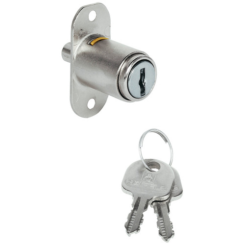 Push-Button Cylinder, 18 mm, with Locking Pin Standard Profile, Keyed Different Nickel plated, Matt