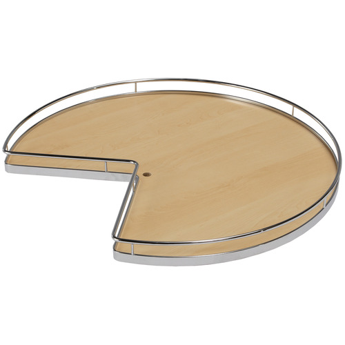 Super Susan, 3/4 Round Pie-Cut Revolving Shelf 32" 16 1/8" Chrome/maple, diameter 32" Shelf: Maple Surround: Chrome