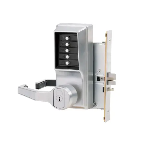 Left Hand Mechanical Pushbutton Lever Mortise Lock with Schlage Prep Satin Chrome Finish