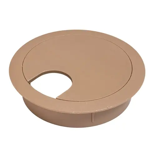 Cable Grommet, Two-Piece, Round, diameter 2 1/2" With 90 degree Rotating Top, Candlelight Brown