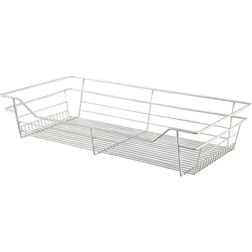 Wire Closet Basket, with Full Extension Slides 16" 6" 29" White, 16" x 29" x 6", with white 16" slides White (powder-coated)