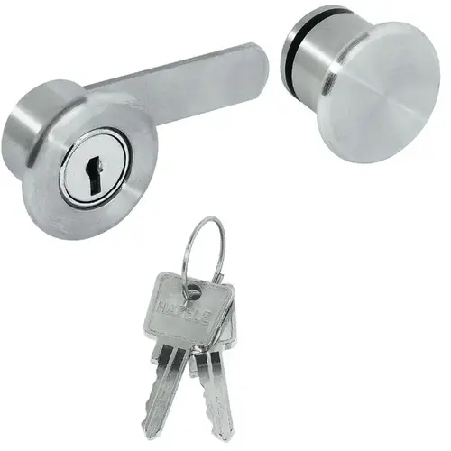 Glass Door Cam Lock, for Double Doors For all-glass constructions, Keyed Alike (SG 1) Ground, Matt