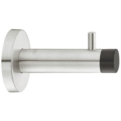 Wall mounted door stops, with wardrobe hook, for screw fixing, Startec stainless steel, matt matt