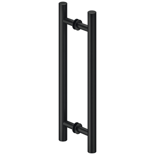 Flush pull handle for sliding doors, Aluminum, two-sided, round Length: 400 mm, black anodized Black, anodized Pair