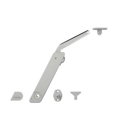 Swing-Up Fitting Complete Set, Free Flap H 1.5, Plastic with Metal Support Arm B Model: B, mounting: right, color: gray Metal supporting arm: Nickel plated