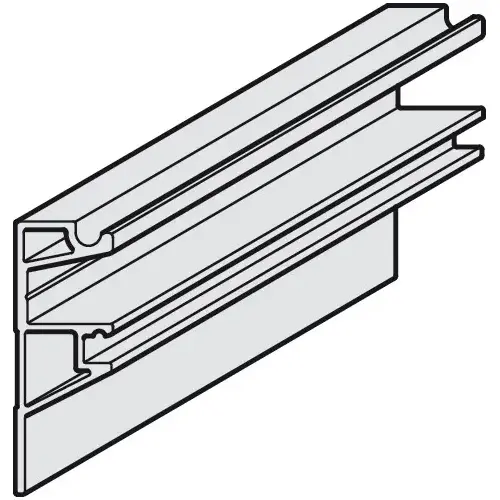 Mounting Rail, High, Pre-Drilled, Width 19 mm 2,000 mm for Hafele Slido D-Line11, length 2000 mm Silver colored, anodized