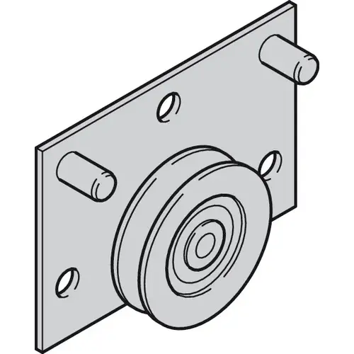 Running Gear, Rolluna Infront for Slido Classic VF, bottom, for mounting in drilled hole and screw fixing Zinc plated