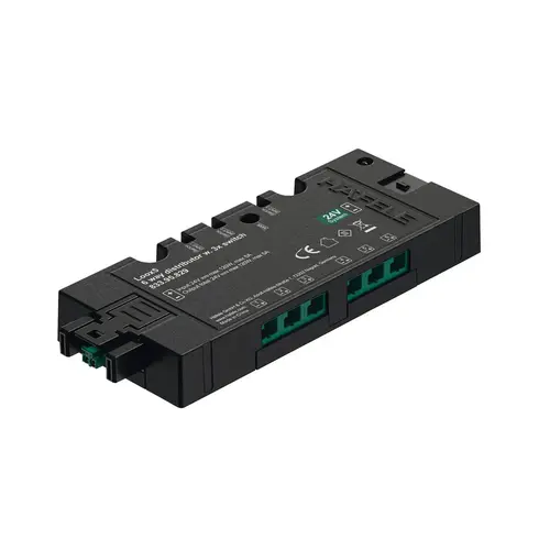 6-Way Distributor, Hafele Loox5, 6-way, with switching function, with 3 switches 90 W, 4 3/4" x 2" x 5/8" Black