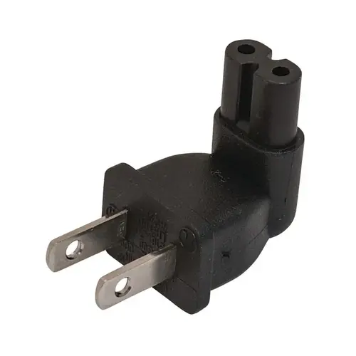 90 degree Adapter Plug for Driver, Loox LED With 90 degree 2-prong US plug, black plastic Black