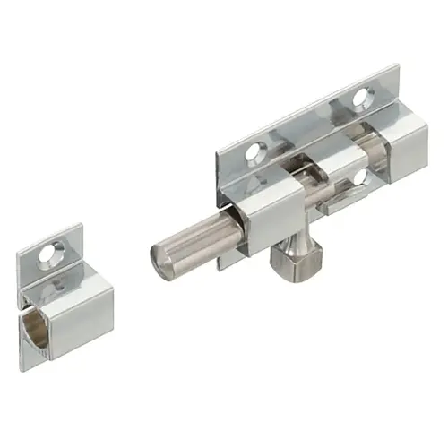 Barrel Bolt, Brass, Chrome Plated, Screw-Mounted Length: 60 mm Chrome plated