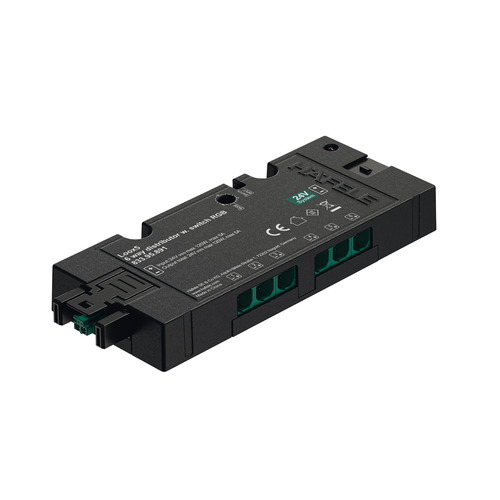 6-Way Distributor, Hafele Loox5, with Manual RGB Control, 24 V 90 W, 4 3/4" x 2" x 5/8" Black