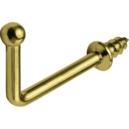 Ball Point Hook, Fits into 4 mm Holes 1 3/4" Brass-plated; 1 3/4" projection Brass