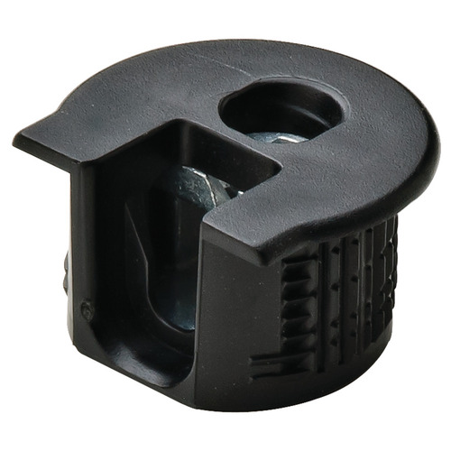 Connector Housing, Rafix 20 System, without Dowel, with Ridge, Plastic 9.5 mm 12.7 mm +1.5 mm 16 mm with with Tightening Element, For wood thickness 16 mm, black Black