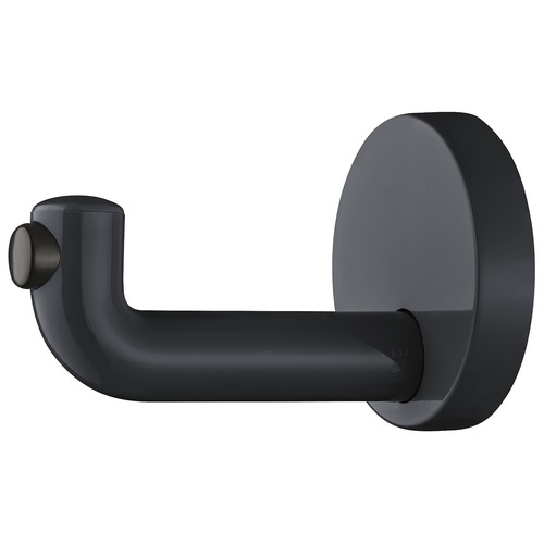 Hook with Door Buffer, HEWI, Polyamide, 70 x 105 mm Wide range of colors, Anthracite gray, diameter 70 mm Anthracite gray, glossy