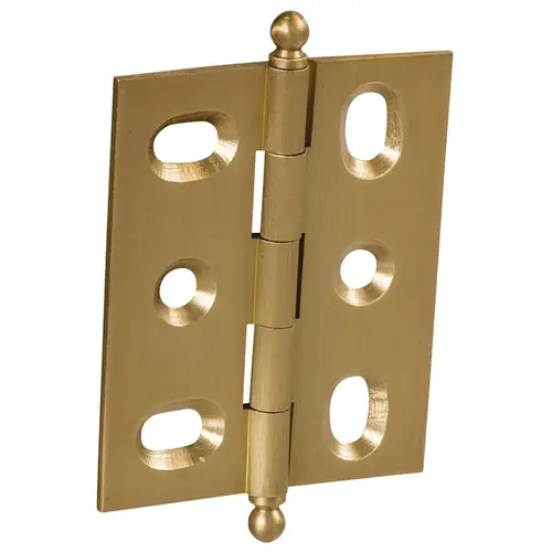 Decorative Butt Hinge, Mortise, Ball Finial ELITE Solid Brass Hinge, Brushed brass brushed