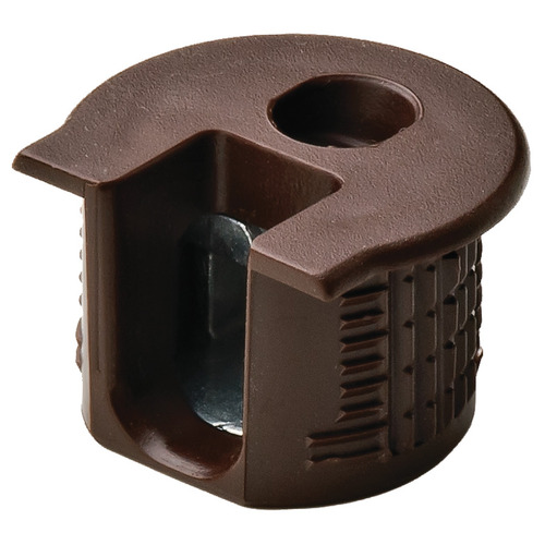 Connector Housing, Rafix 20 System, without Ridge, Plastic 9.5 mm 14.2 mm +0.2 mm 19 - 26 mm without with Tightening Element, For wood thickness 19 mm, brown Sepia brown, RAL 8014