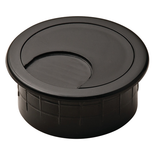 Plastic Cable Grommet, Two-Piece, Round, diameter 47 mm For workplace organization, Black Black