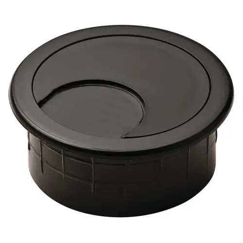 Hafele 429.93.313 Plastic Cable Grommet, Two-Piece, Round, diameter 47 mm For workplace organization, Black Black