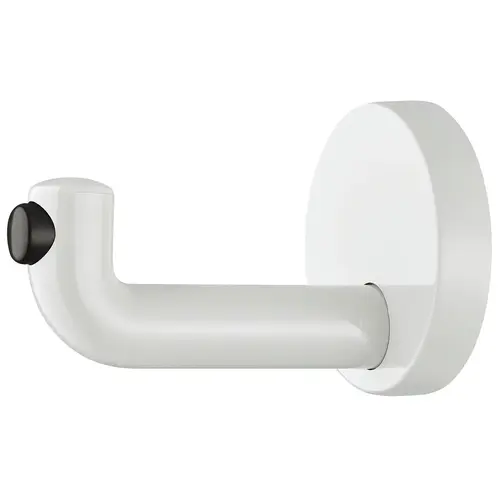 Hook with Door Buffer, HEWI, Polyamide, 70 x 105 mm Wide range of colors, Pure white, diameter 70 mm Pure white, glossy