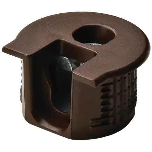 Connector Housing, Rafix 20 System, without Dowel, with Ridge, Plastic 8 mm 12.7 mm +0.2 mm 16 - 26 mm with with Tightening Element, For wood thickness 16 mm, brown Sepia brown, RAL 8014