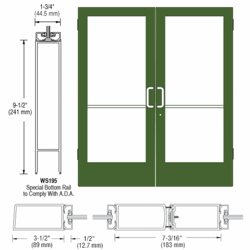 IG500 Series Custom Anodized Custom Pair StormFront Butt Hinged Entrance Doors for Surface Mount Door Closers