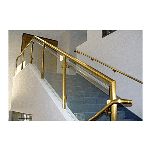 Polished Brass 2" Fabricated Post Railing System for Use with Glass Infill Panels