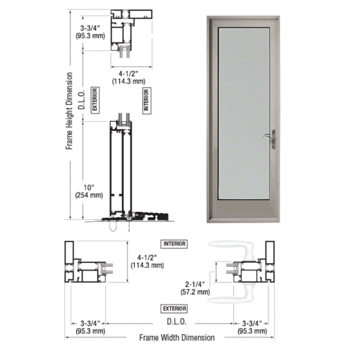 Clear Anodized Series 925 Single Patio Door Hinge Right Swing Out