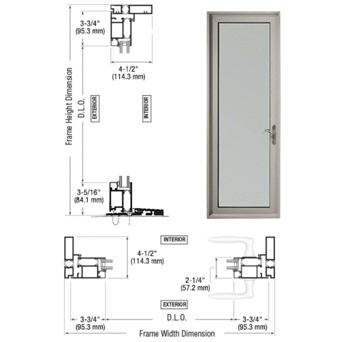 CRL-U.S. Aluminum PL91211R0 Clear Anodized Series 925 Single Patio Door Hinge Right Swing Out
