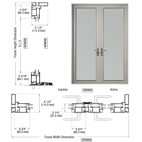 Clear Anodized Series 925 Patio Door Pivot Hinge Pair Swing Out