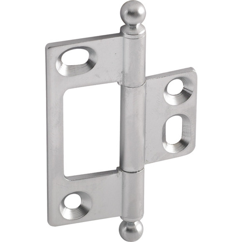 Decorative Butt Hinge, Non-Mortise, Ball Finial ELITE Solid Brass Hinge, Satin chrome satin-finish, Chrome plated