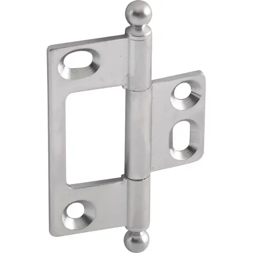 Decorative Butt Hinge, Non-Mortise, Ball Finial ELITE Solid Brass Hinge, Satin chrome satin-finish, Chrome plated