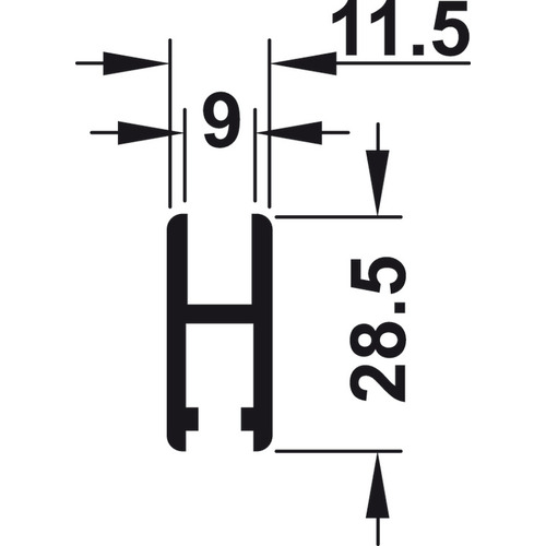 Runner Housing Profile, for Running Gear for Slido F-Line14 25A, Silver colored anodized, 2,500 mm Silver colored, anodized