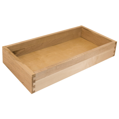 Rollout Tray, Maple 381 mm For 15" cabinet width; 3 1/2" tray height; Face Frame Plastic coated white aluminium, RAL 9006