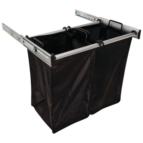 Pull-Out Hamper, with Removable Bags, TAG Synergy Collection 24" Matt aluminum, 24", 2 small bags Bag: Black, Matt aluminum